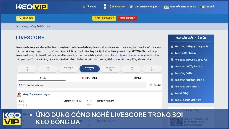 Ứng dụng công nghệ livescore trong soi kèo bóng đá
